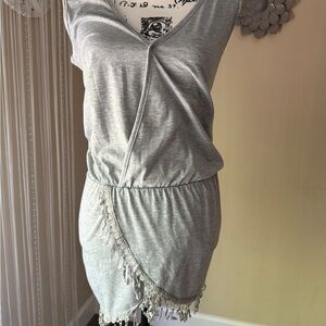 Zoey Zoso Gray V-Neck Sheath Mini Dress